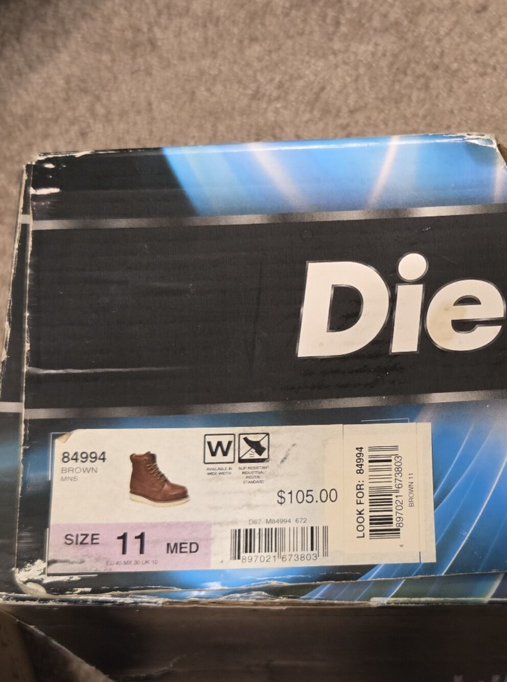 DieHard Men's Tan Work Boots with Cream Outsole - Picture 3 of 3